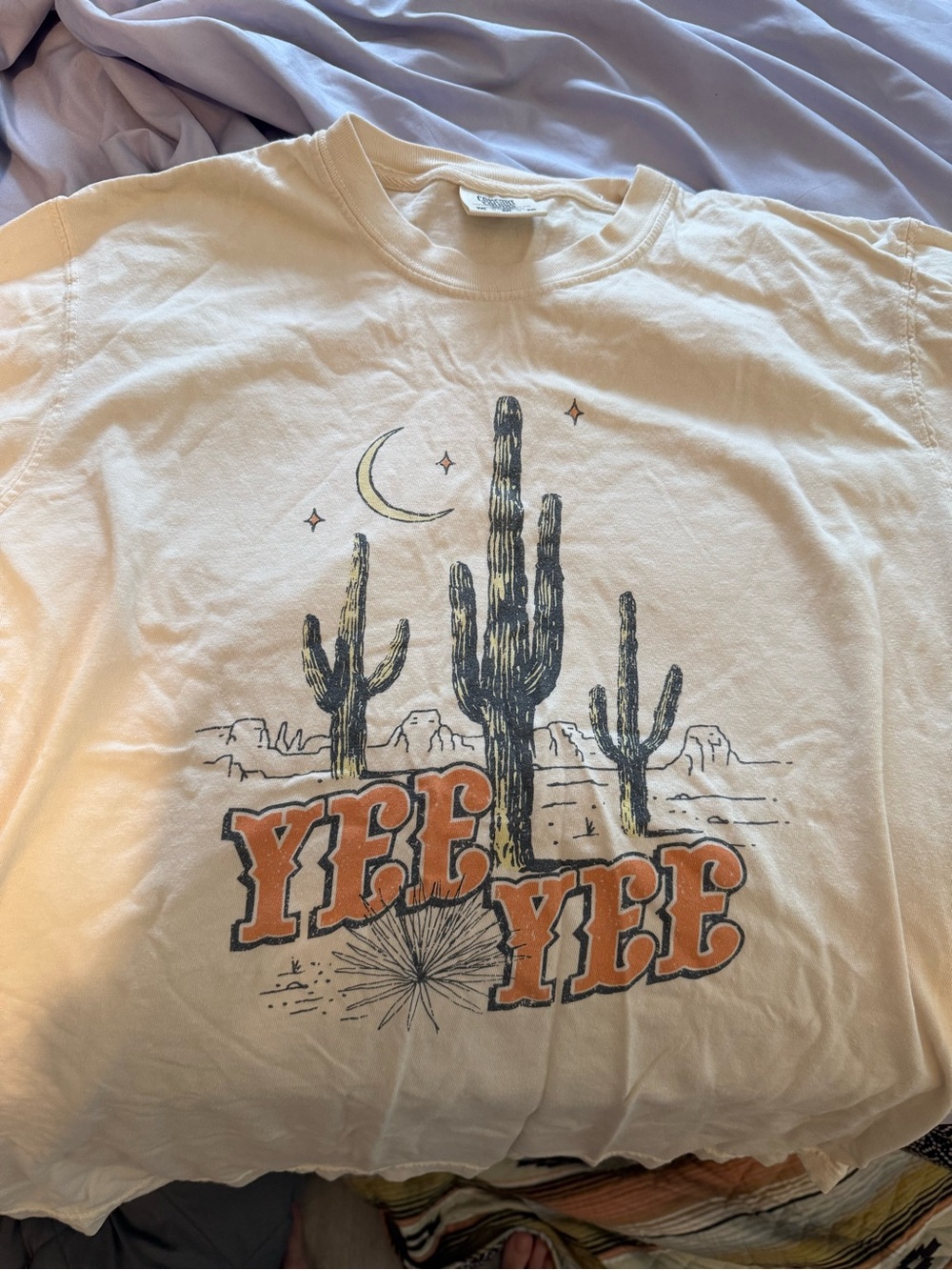 Women's Short Sleeve 'YEE YEE' Graphic Tee - Cream